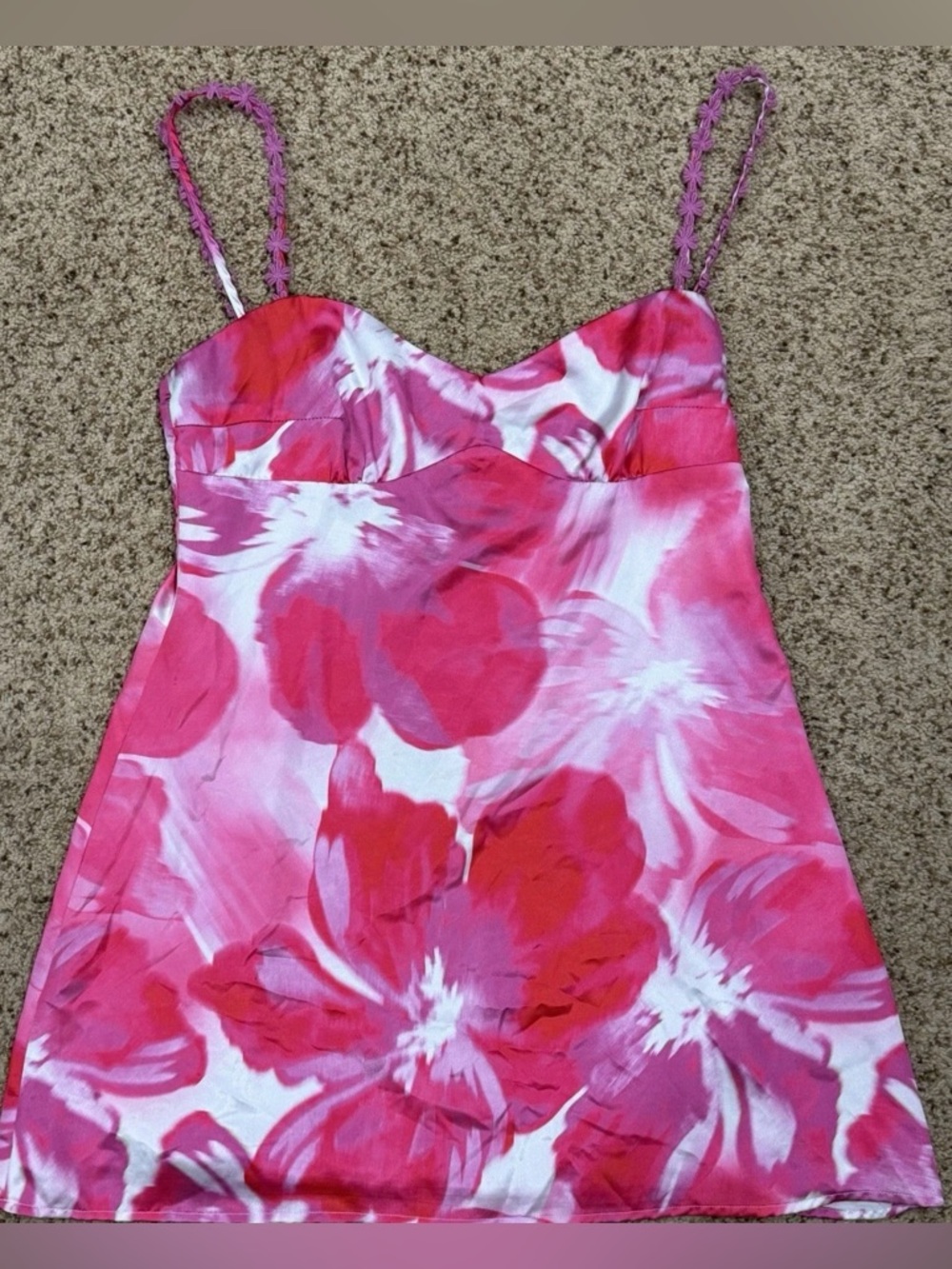 Beginning Boutique Women’s Y2K Pink Floral Mini Dress In Size 12
